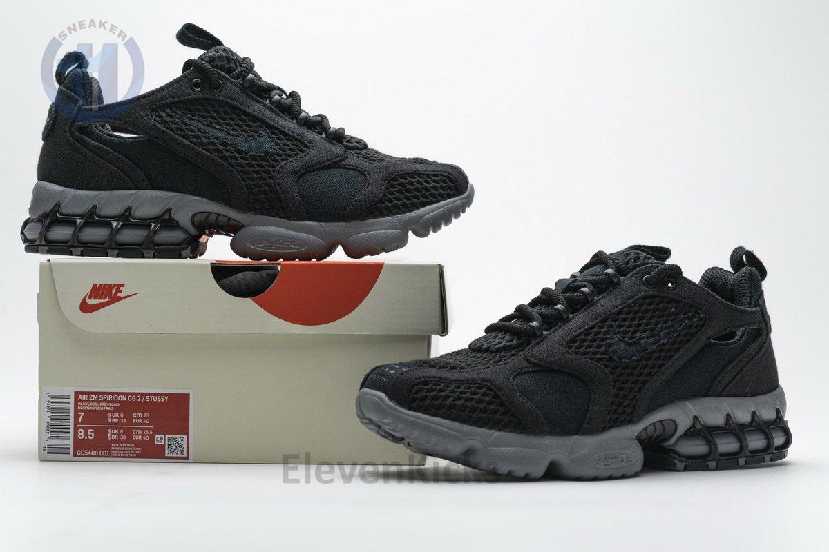 CQ5486-001 Stussy x Nike Air Zoom Spiridon Cage 2 Black Cool Grey