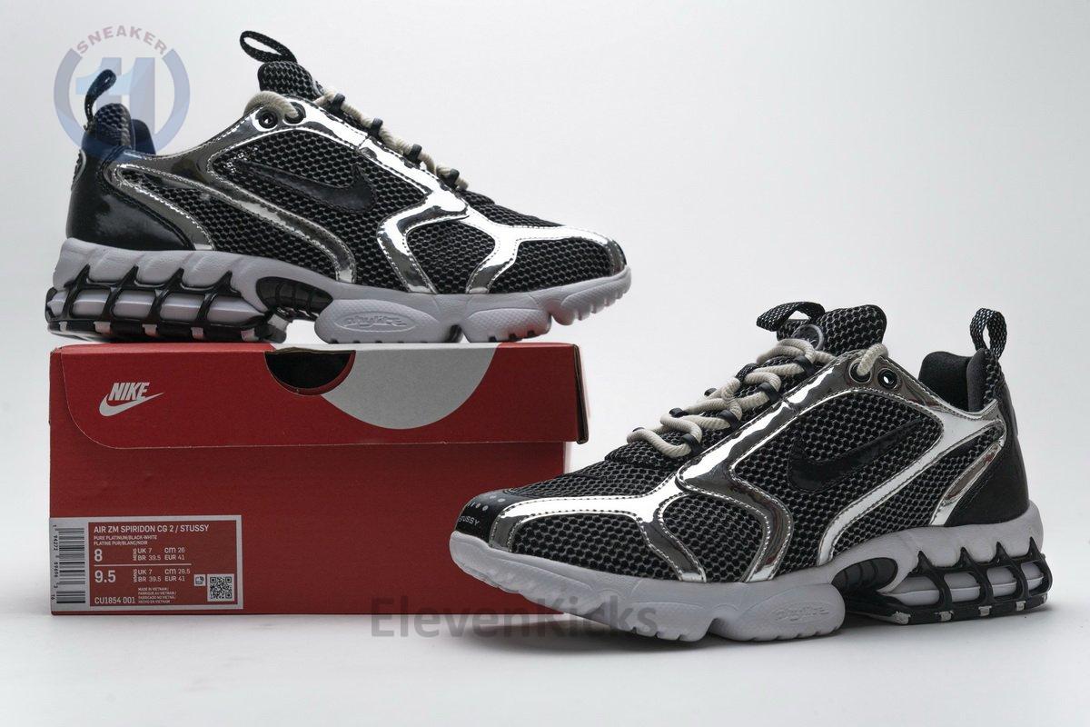 CU1854-001 Stussy x Nike Air Zoom Spiridon Cage 2 Black Silver
