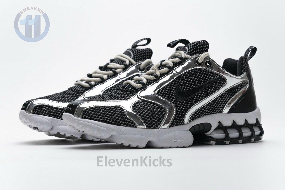 CU1854-001 Stussy x Nike Air Zoom Spiridon Cage 2 Black Silver