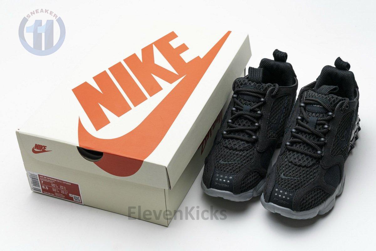 CQ5486-001 Stussy x Nike Air Zoom Spiridon Cage 2 Black Cool Grey