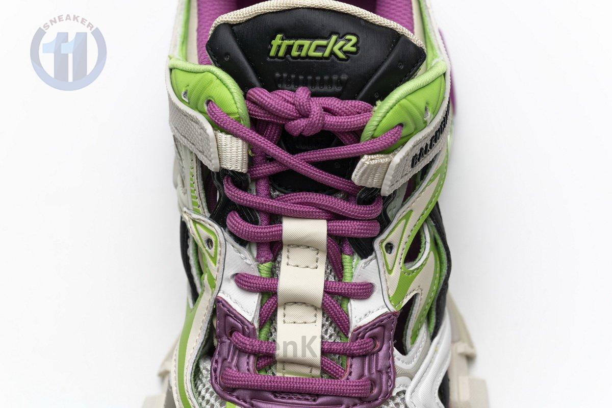568615 W2GN3 9199 Blenciaga Track 2 Sneaker White Green Pink