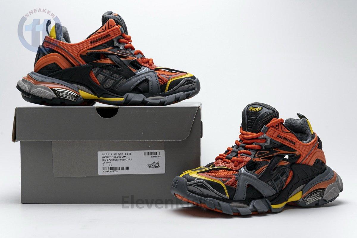 568614 W2GN8 2008 Blenciaga Track 2 Sneaker Black Orange