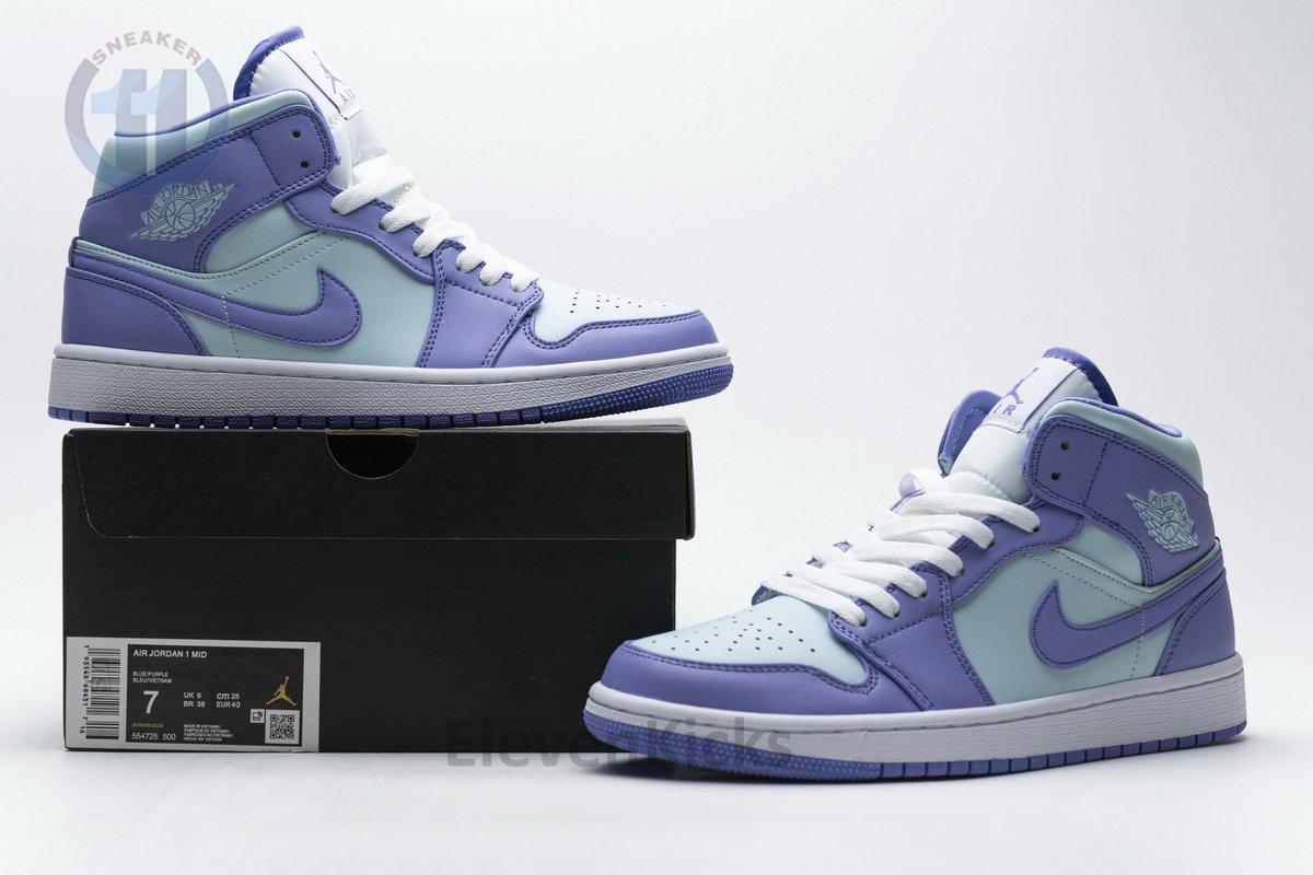 554725-500 Air Jordan 1 Mid Purple Aqua Blue