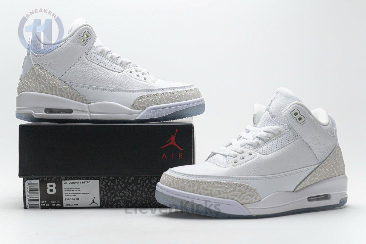 136064-111 Air Jordan 3 Retro Pure White