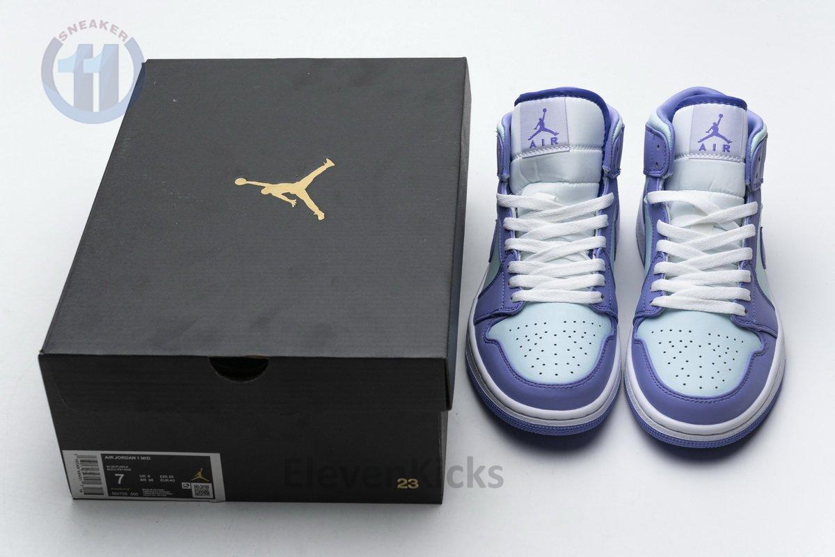 554725-500 Air Jordan 1 Mid Purple Aqua Blue
