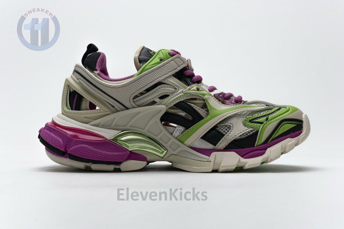 568615 W2GN3 9199 Blenciaga Track 2 Sneaker White Green Pink