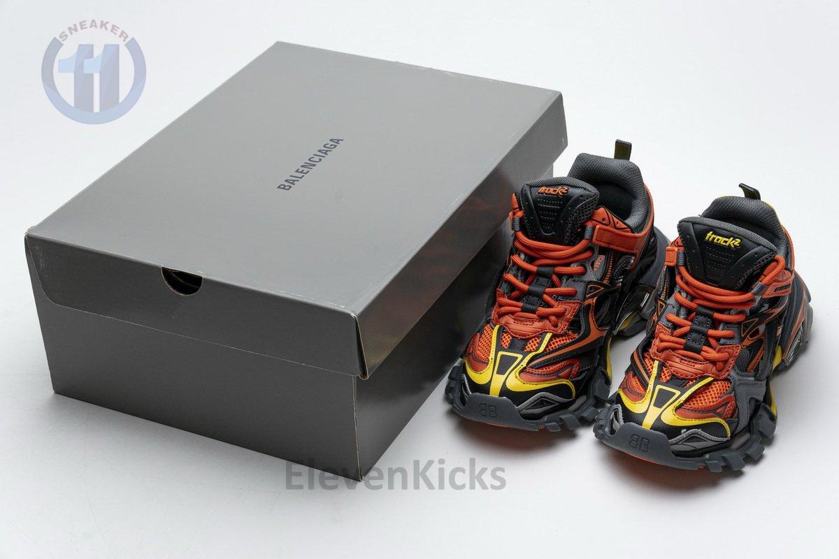 568614 W2GN8 2008 Blenciaga Track 2 Sneaker Black Orange