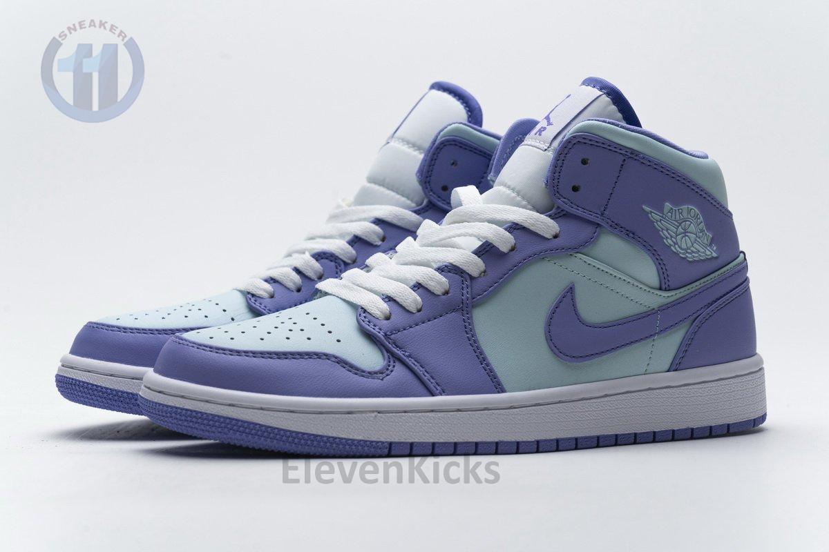 554725-500 Air Jordan 1 Mid Purple Aqua Blue