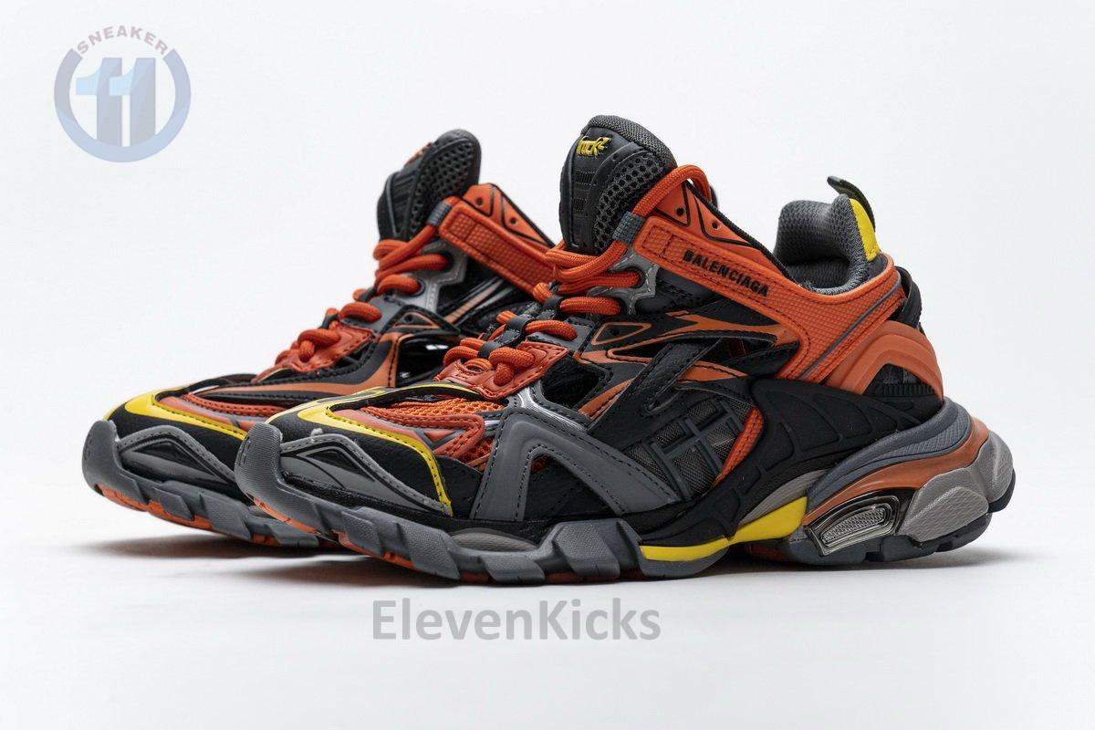 568614 W2GN8 2008 Blenciaga Track 2 Sneaker Black Orange
