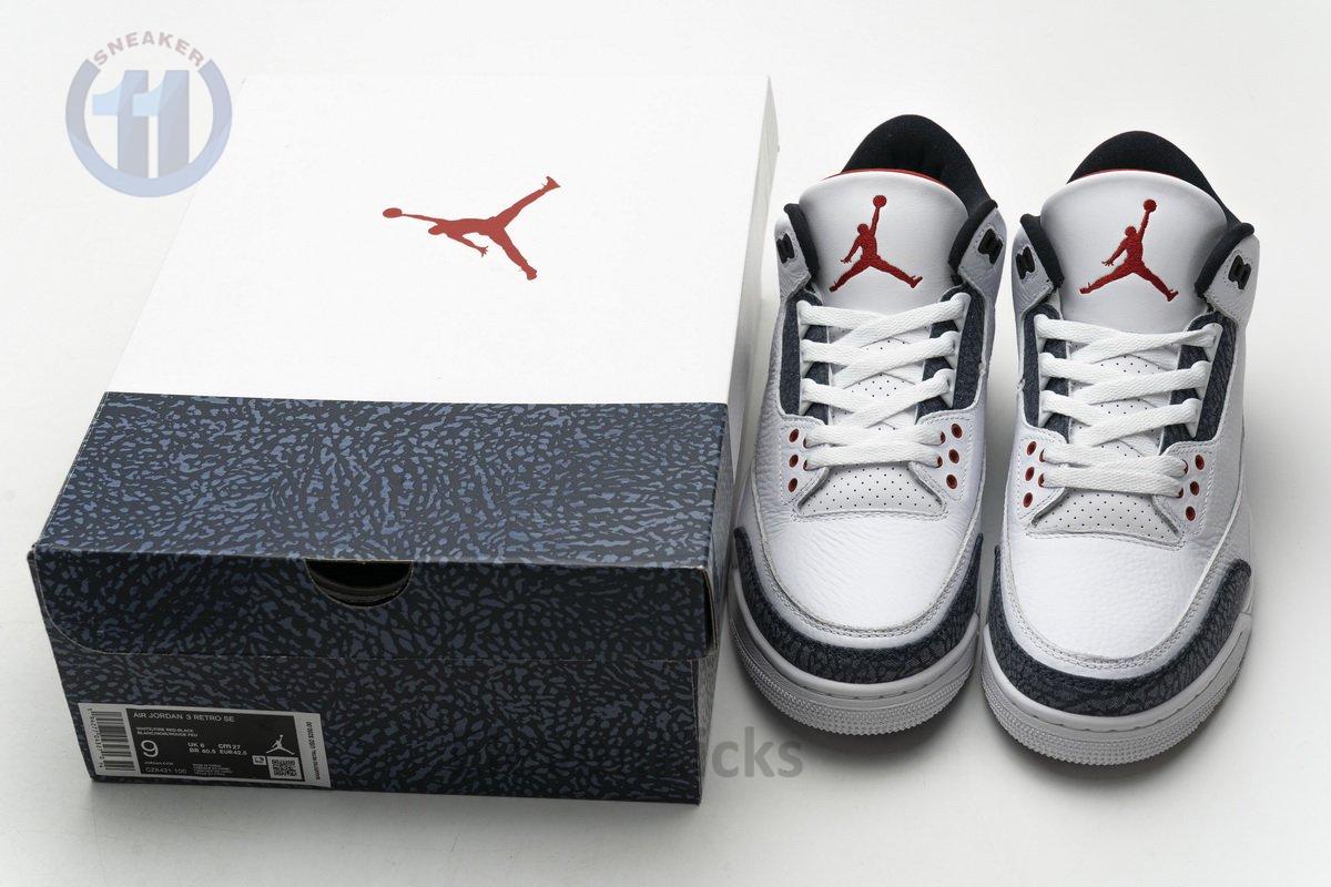 CZ6431-100 Air Jordan 3 Retro Fire Red Denim
