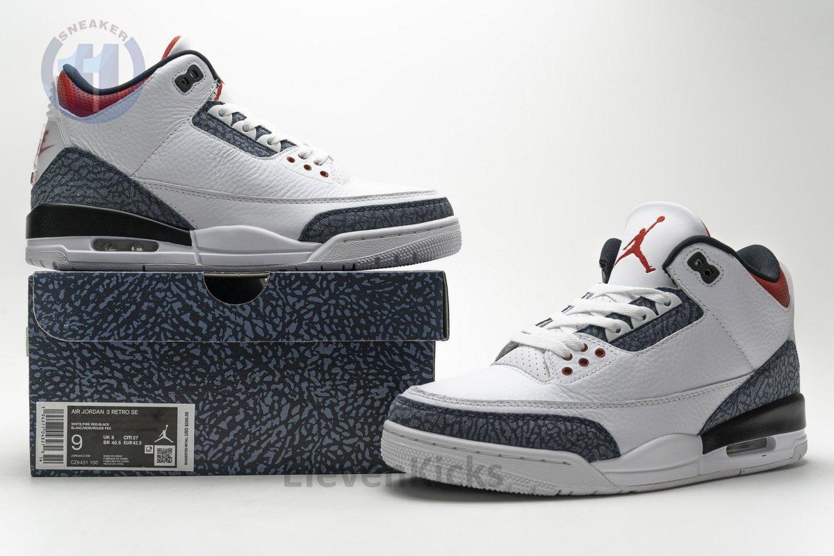 CZ6431-100 Air Jordan 3 Retro Fire Red Denim
