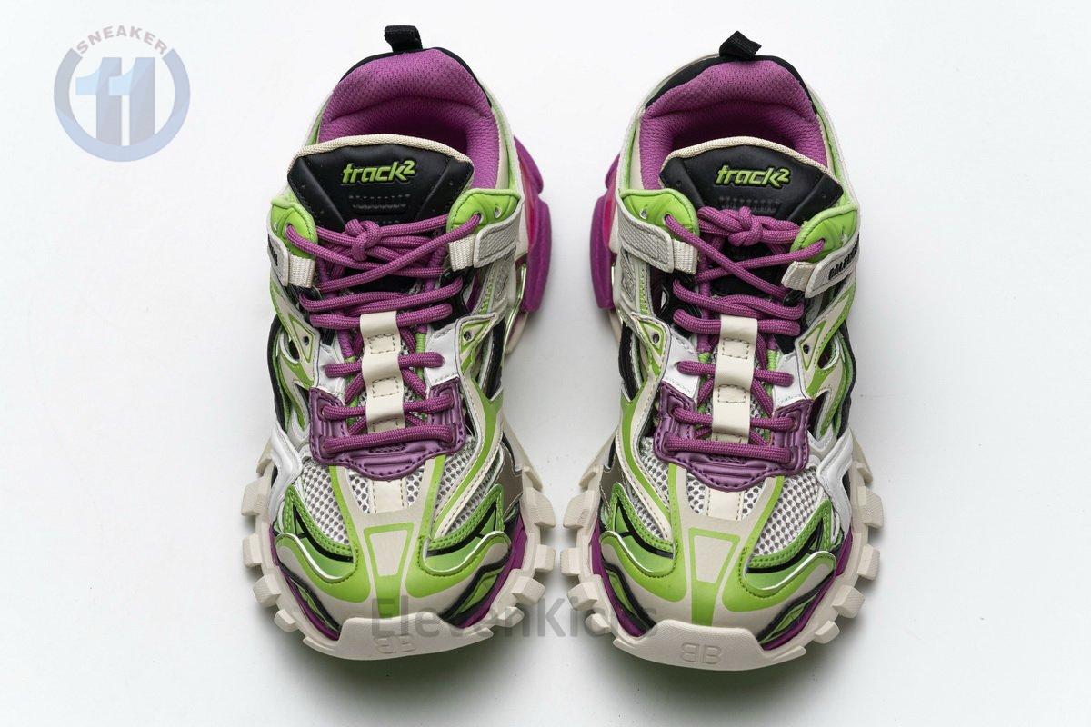 568615 W2GN3 9199 Blenciaga Track 2 Sneaker White Green Pink