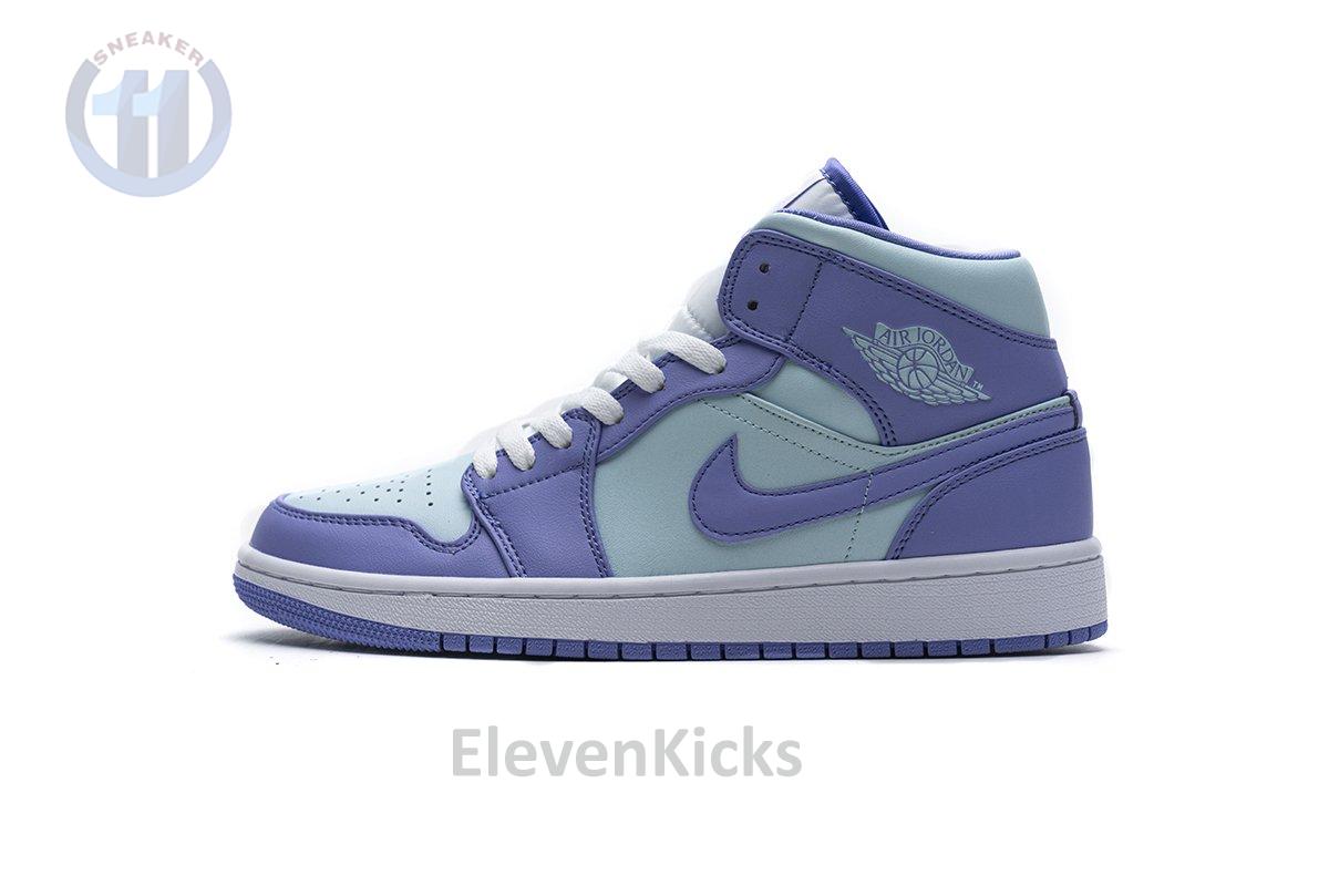 554725-500 Air Jordan 1 Mid Purple Aqua Blue