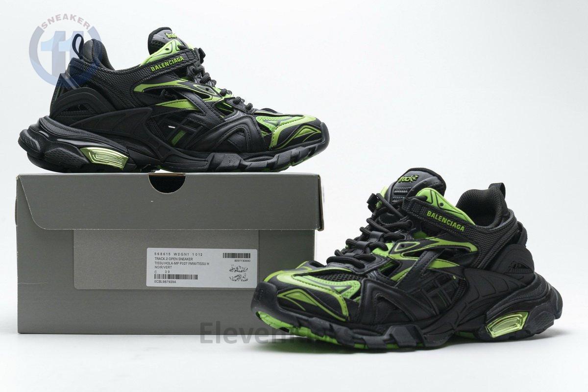 568615 W2GN1 1012 Blenciaga Track 2 Sneaker Black Green