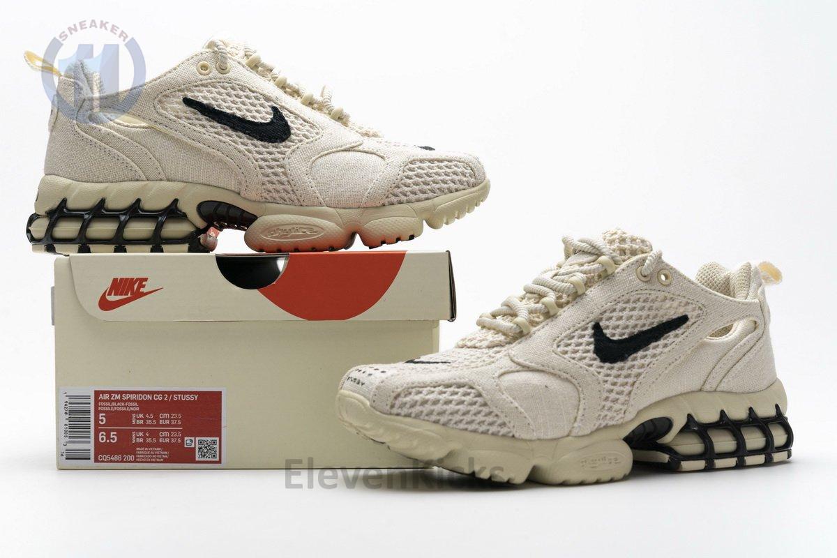 CQ5486-200 Stussy X Nike Air Zoom Spiridon Caged 2 Fossil