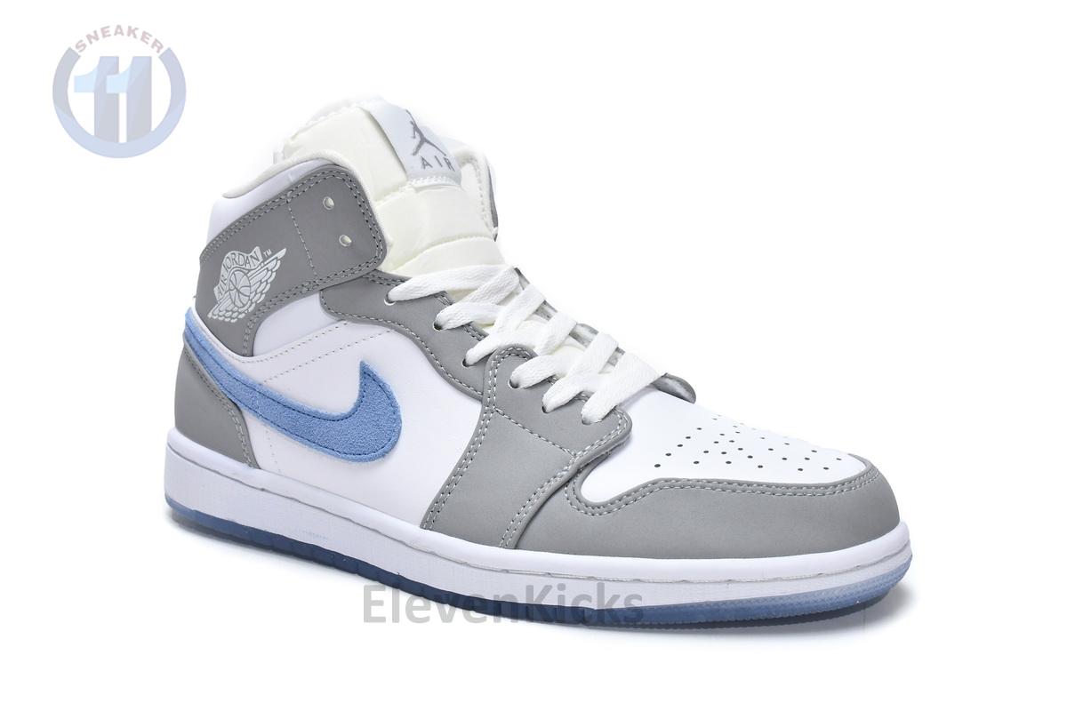 BQ6472-105 Air Jordan 1 Mid Wolf Grey Aluminum