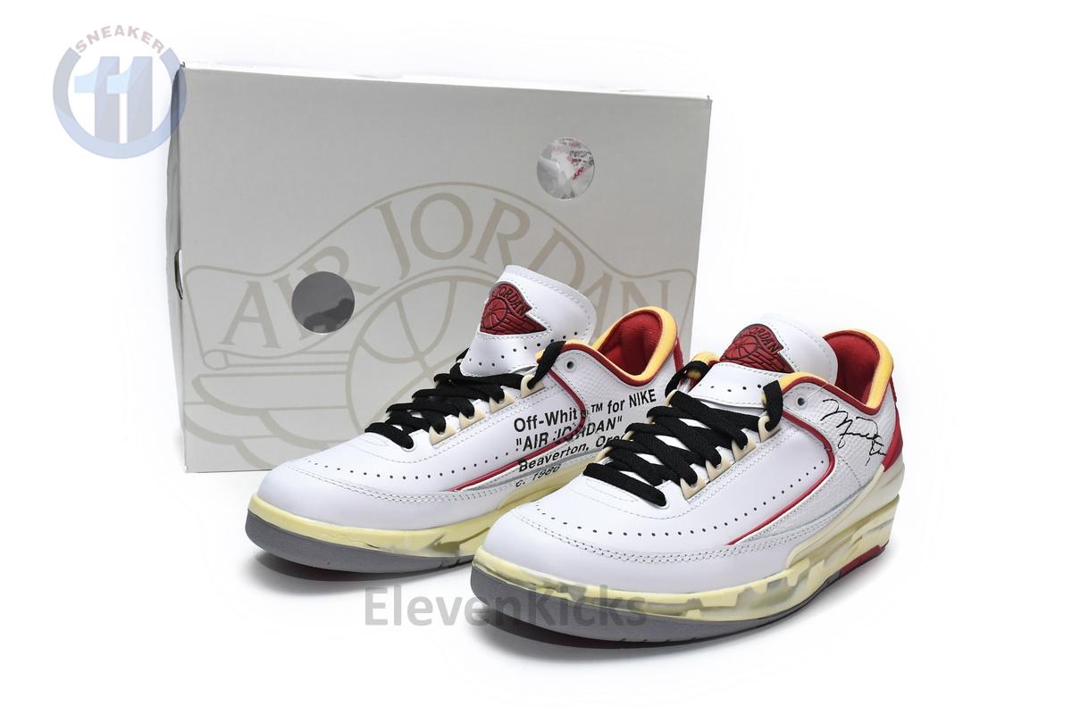 DJ4375-106 Off White x Air Jordan 2 Retro Low SP White and Varsity Red