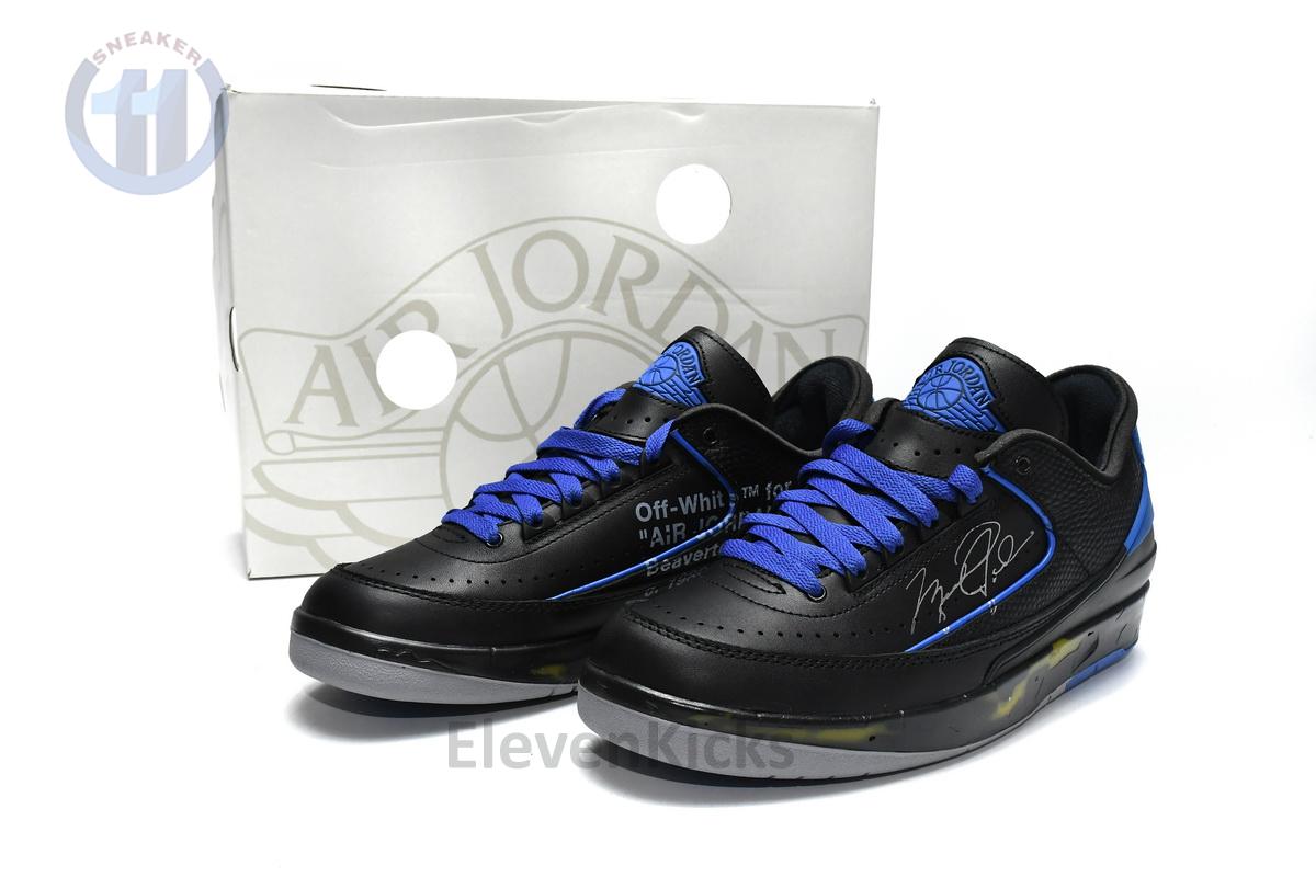 DJ4375-004 Off White x Air Jordan 2 Retro Low SP Black and Varsity Royal