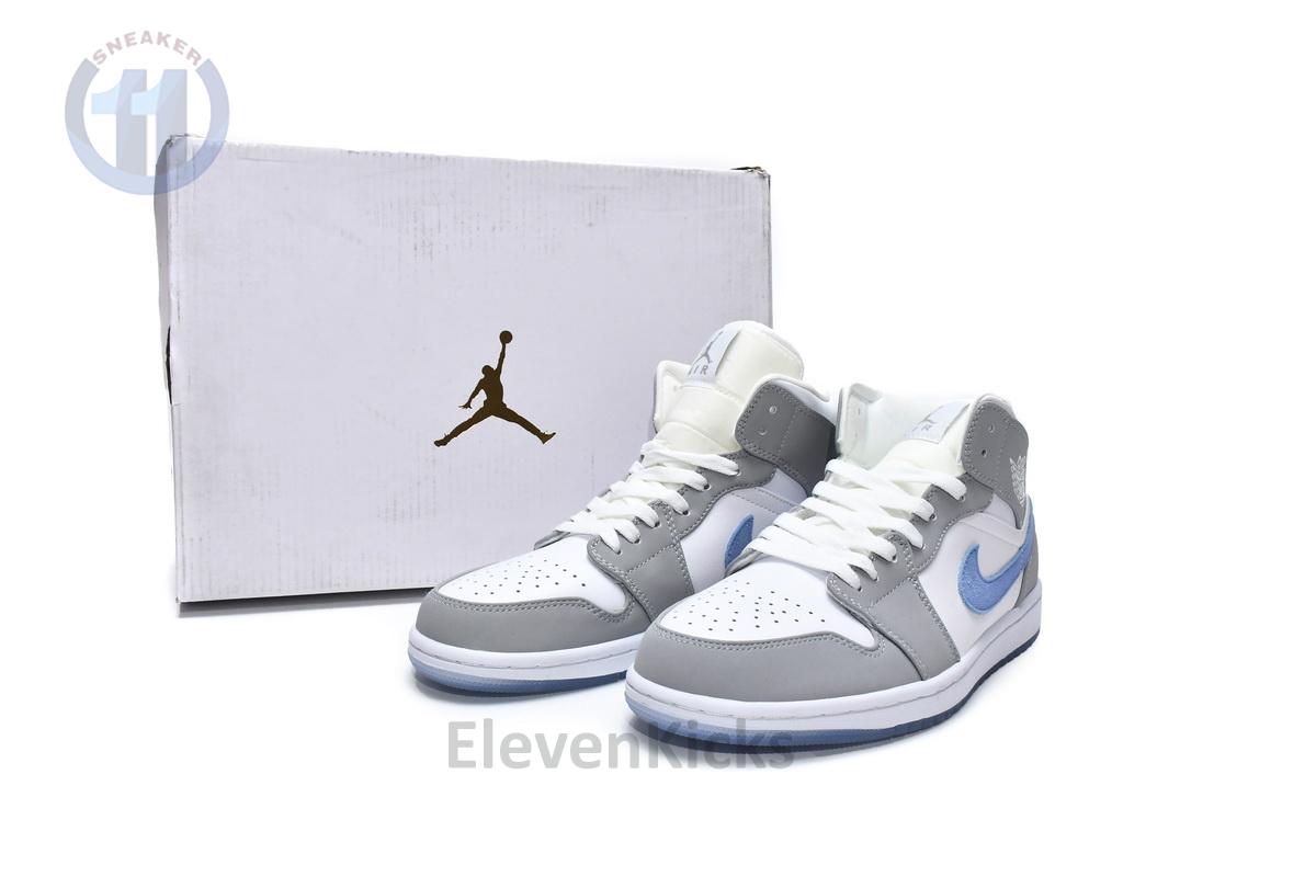 BQ6472-105 Air Jordan 1 Mid Wolf Grey Aluminum