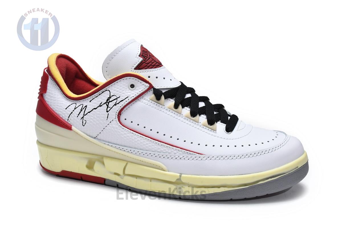 DJ4375-106 Off White x Air Jordan 2 Retro Low SP White and Varsity Red