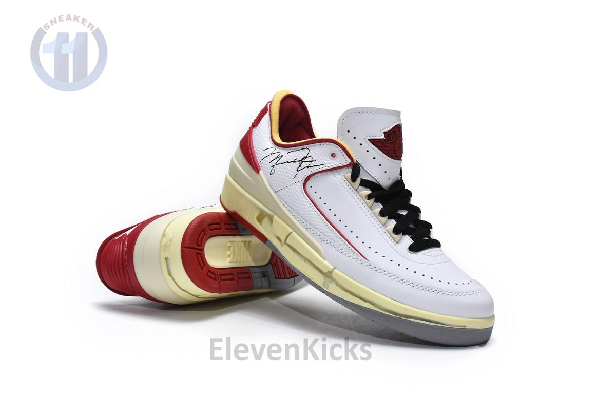 DJ4375-106 Off White x Air Jordan 2 Retro Low SP White and Varsity Red