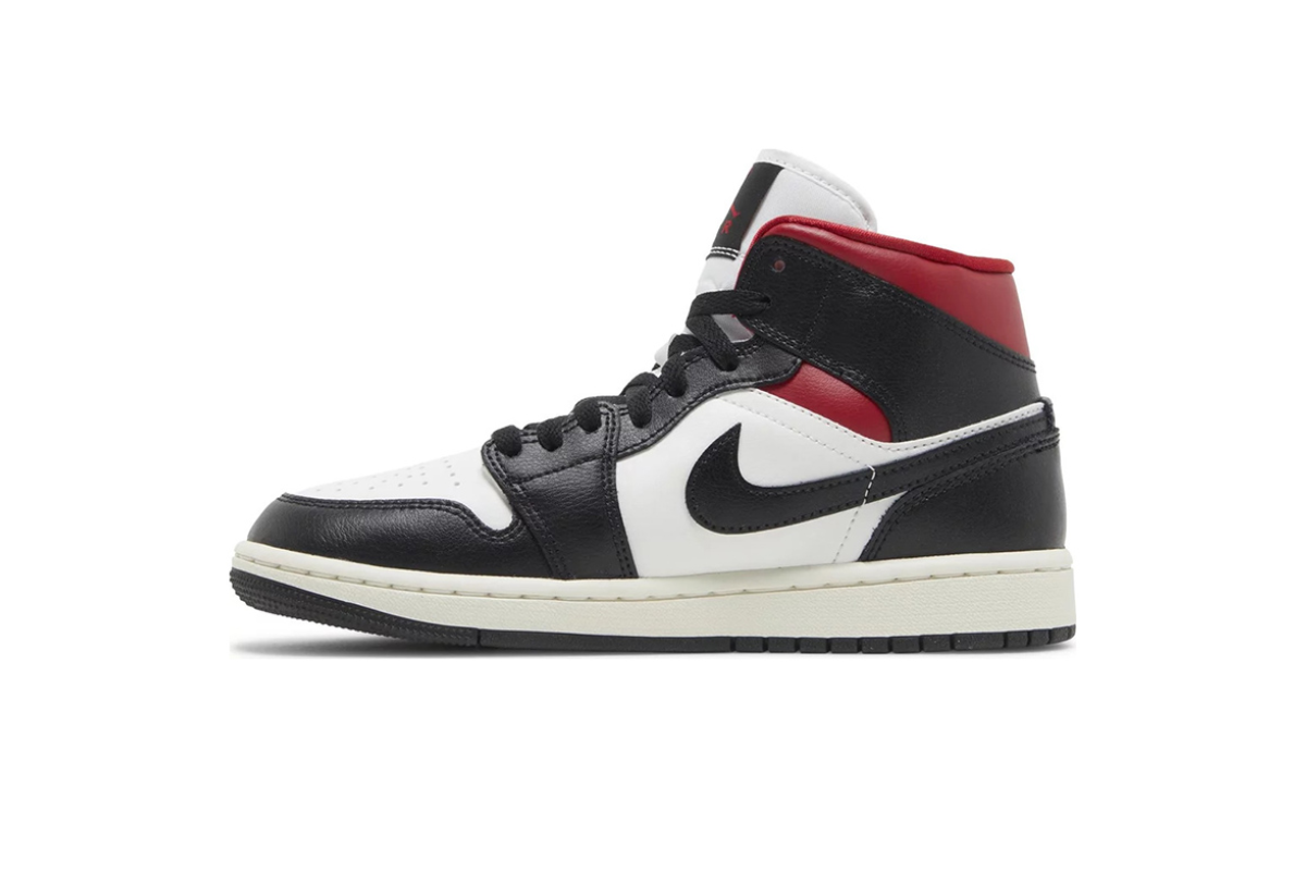 Wmns Air Jordan 1 Mid ‘Black Sail Gym Red’