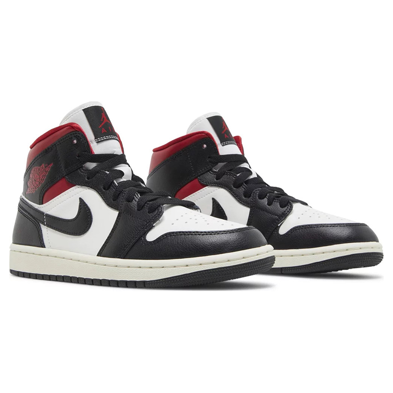 Wmns Air Jordan 1 Mid ‘Black Sail Gym Red’