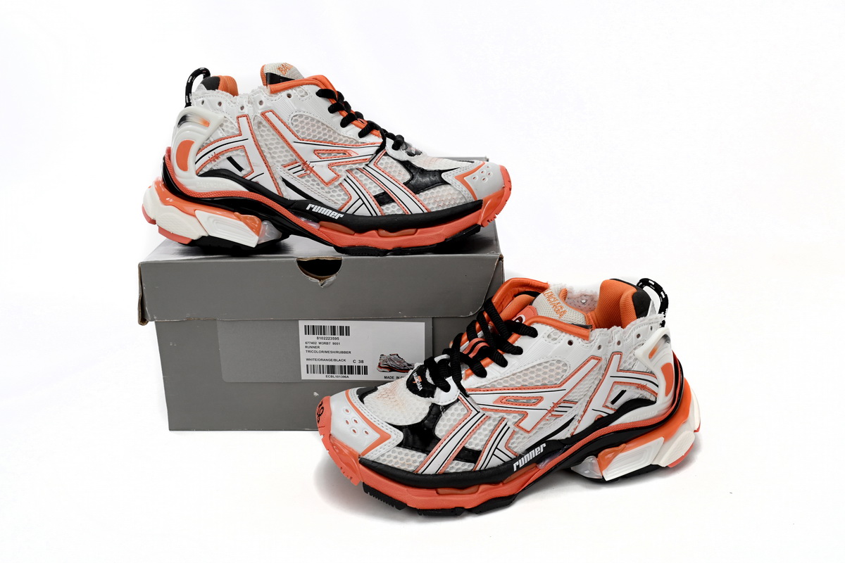 Ba*len*cia*ga runner white orange black